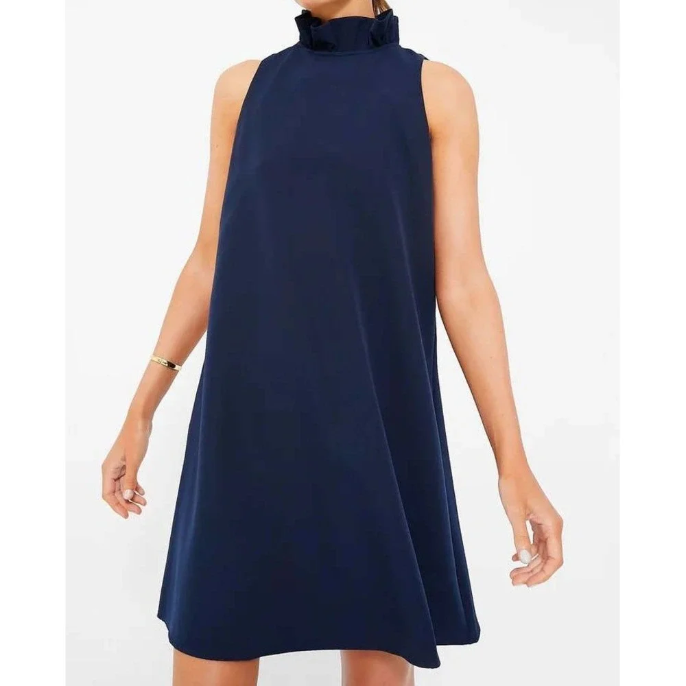 NWT Tuckernuck Women's Navy Blue Blythe Bow Shift Dress Size Extra Small Preppy - Picture 2 of 7